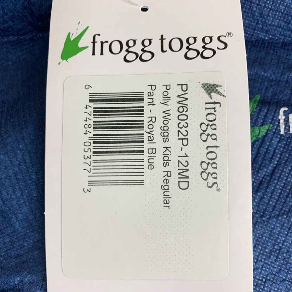Frogg Toggs Polly Woggs Kids Regular Medium Rain Pants Royal Blue NWT pw6032p-12 - Picture 4 of 7